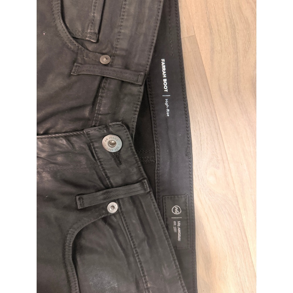 AG Adriano Goldschmied Farrah Boot High Rise Coated Black Jeans 26x32 - Picture 2 of 4
